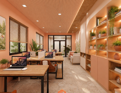 Thiết Kế Thi Công Văn Phòng Phong Cách Tropical Pastel 