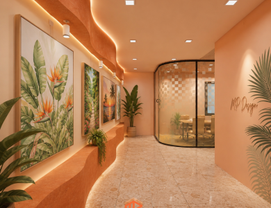 Thiết Kế Thi Công Văn Phòng Phong Cách Tropical Pastel 