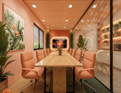 Thiết Kế Thi Công Văn Phòng Phong Cách Tropical Pastel 