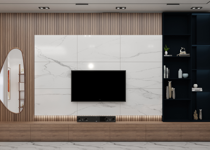 Kệ tivi kết hợp vách trang trí