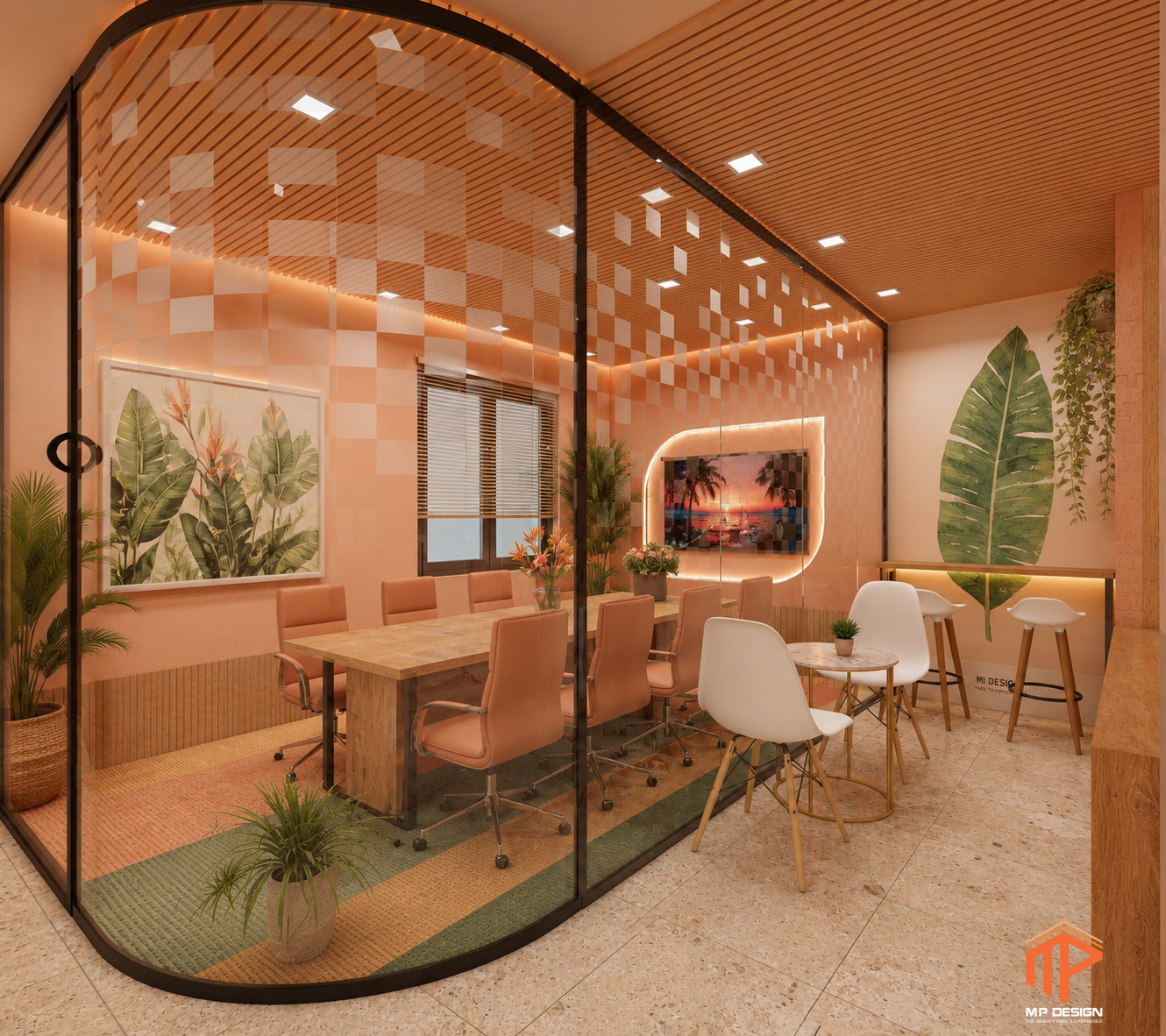 Thiết Kế Thi Công Văn Phòng Phong Cách Tropical Pastel 