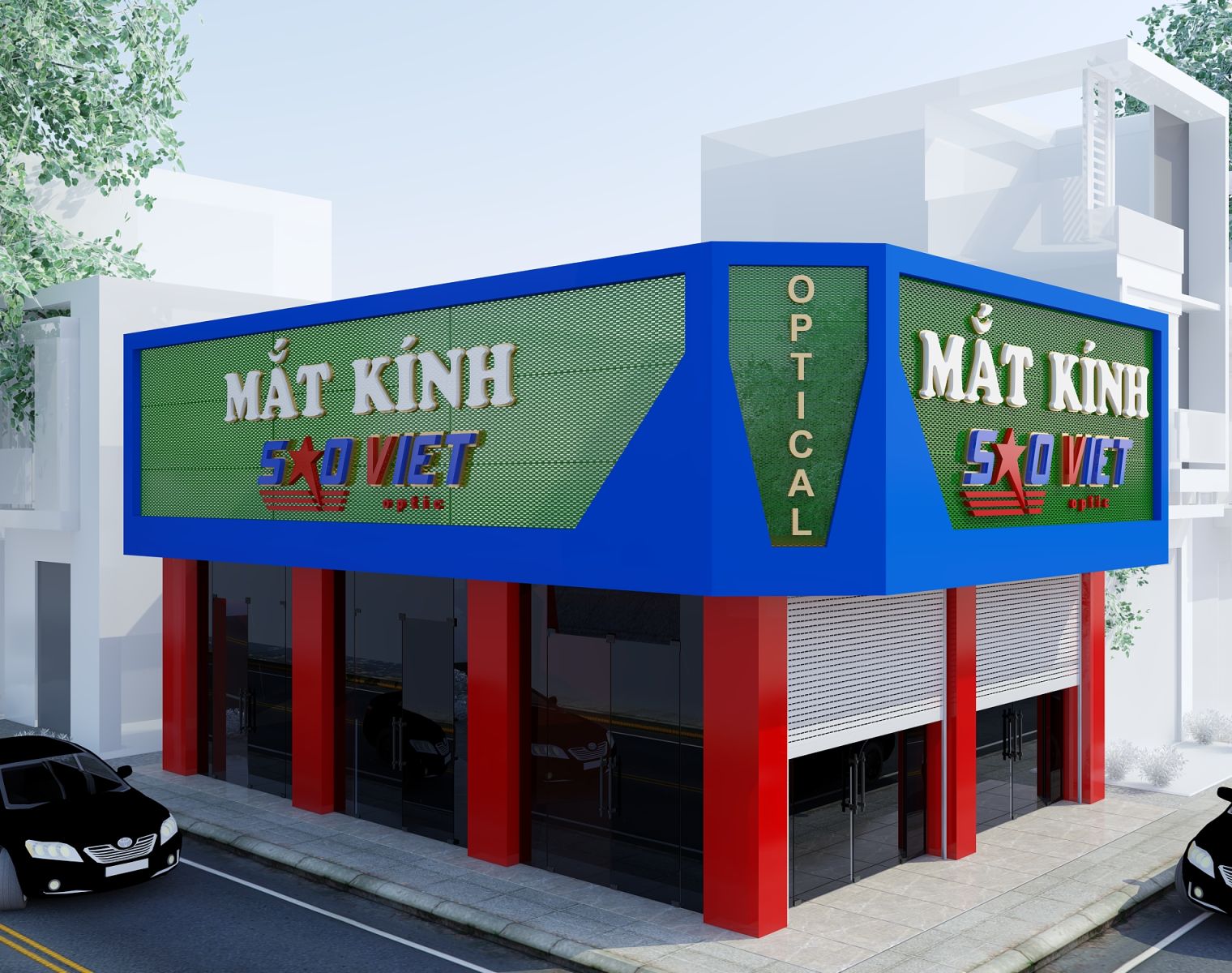 Thiết kế thi công Bảng hiệu mắt kính Sao Việt
